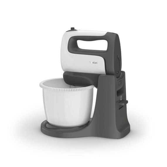 Міксер Tefal стаціонарний Prep'Mix+ Standbowl 500Вт, насадки-4, чаша-пластик, 2.5л, турборежим, біло-сірий (HT464138)