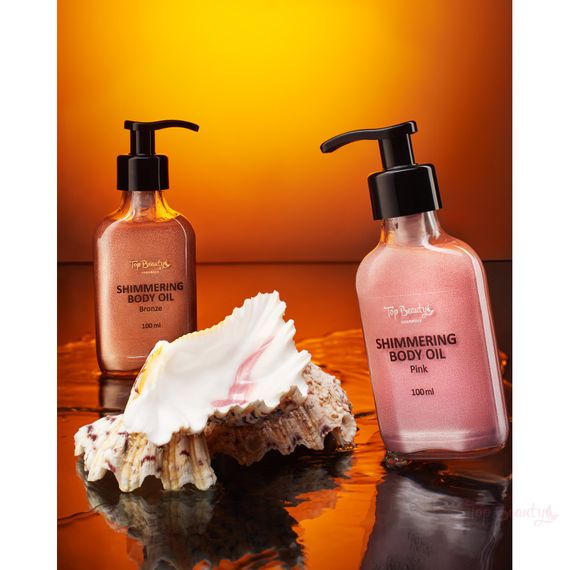 Мерцающее масло для тела с дозатором Top Beauty Pink (100 ml) | Зображення 3