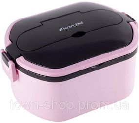 Ланч-бокс Kamille Snack 750мл, пластик и нержавеющая сталь, розовый KM-2138PN