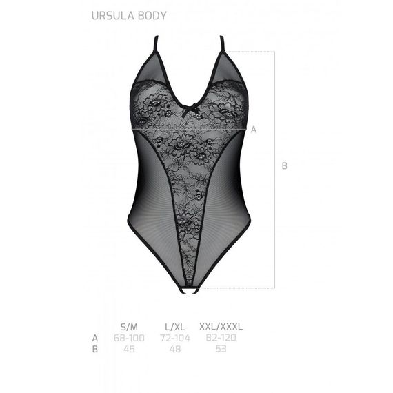 Боді з ажурним декором та відкритим кроком Passion URSULA BODY S/M, black | Зображення 4