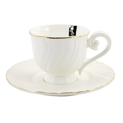 Набір кавовий Хвиля 12 предметів (ч.90мл + блюдце) порцеляна білий LTSL-C0109-А Оптима