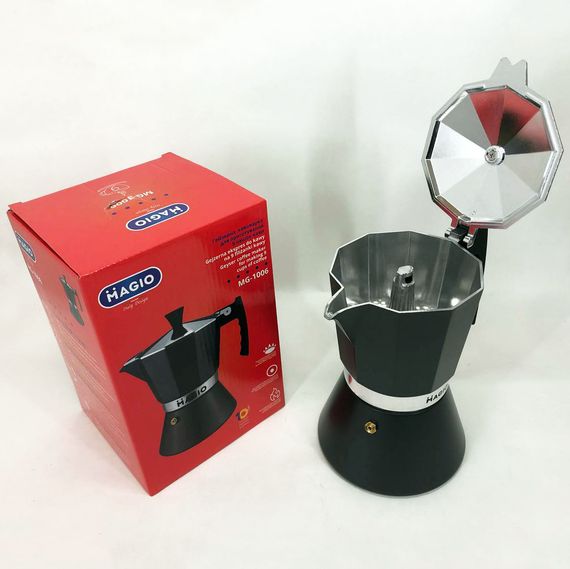 Гейзерная кофеварка Magio MG-1006 450 мл, гейзер для кофе, Кофеварка эспрессо для плиты | Зображення 1