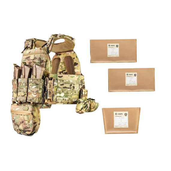 Комплект тактичного жилета М7 PRO GEN.2 15×30 та захисні пакети 2 рівня + 7 підсумків Мультикам