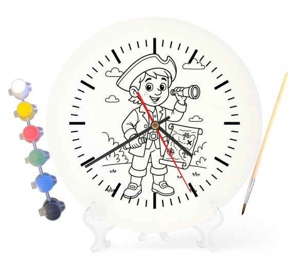 Дитячий набір для творчості годинник-розмальовка за мотивами Острів скарбів (Роберт Луїс Стівенсон) 30 см (Г0029)