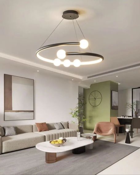 Люстра світлодіодна підвісна LED світильник для квартири на стелю лед 27561 Чорний 25-90х60х60 см. | Зображення 8