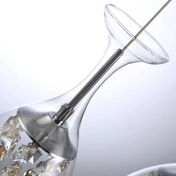 Люстра світлодіодна підвісна LED світильник для квартири на стелю лед 26997 Хром 30-150х13х13 см. | Зображення 2