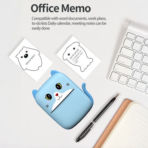 Портативный детский термопринтер с Bluetooth A8 Cat мини принтер для телефона Blue MT-22 | Зображення 3