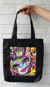 Сумка шоппер  с карманом 4Profi "Abstrаct Face" оксфорд чёрная 29784