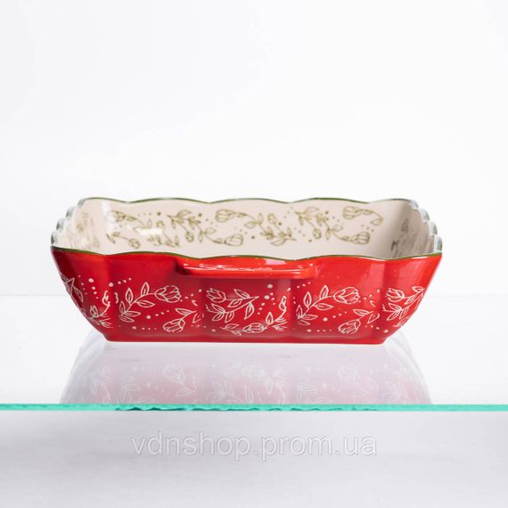 Форма для запекания Vintage 28×24×6 (см) квадратная форма для выпекания в духовке с ручками Красная HM04-15 | Зображення 1