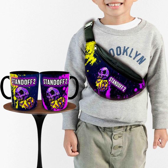 Подарочный набор :Сумка-бананка+ Кружка стендофф2 "Standoff 2" детский,для мальчика (00237)