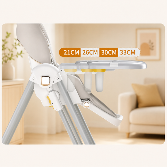 Стульчик для кормления BabyChair с регулируемой спинкой и столиком, шезлонг, колеса, складной X-715 / Стульчик-шезлонг для годув | Зображення 8