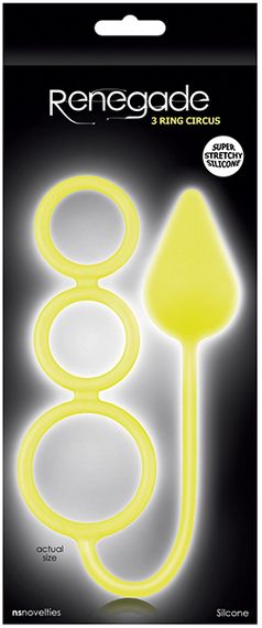 Анальна пробка RENEGADE 3 RING circus MEDIUM, YELLOW, Жовтий | Зображення 1