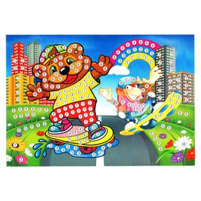 Детская мозаика по номерам "Скейтеры" 13-127-7 разноцветные камушки