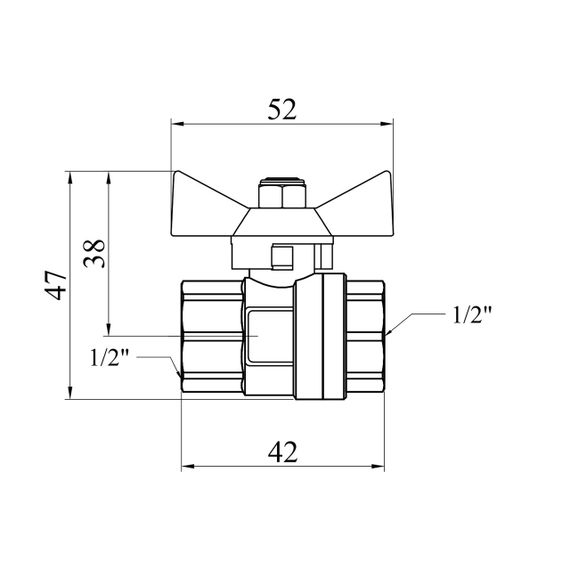 Кран кульовий STA 1/2" ВВ PN30 жовтий метелик, латунний | Зображення 1