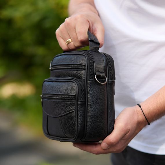 Чоловіча сумка-барсетка шкіряна чорна Tiding Bag 32051 | Зображення 6