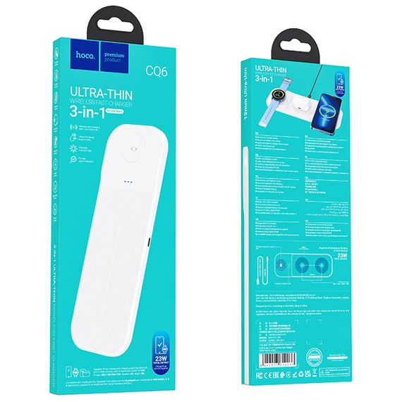 БЗП Hoco CQ6 Power 3-in-1 wireless fast charger (for Samsung Watch) White | Зображення 3