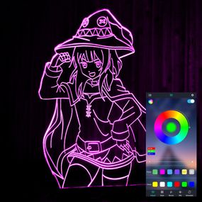 Акриловий світильник-нічник керування з телефона Мегумин (Коносуба) tty-n001023