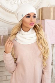 Комплект «Жаклин» (шапка и шарф-хомут) белый