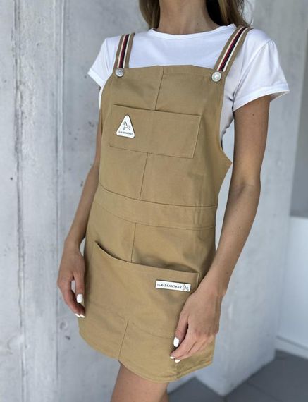 Сарафан літній міні з футболкою М&M бежевий (213731) | Зображення 3