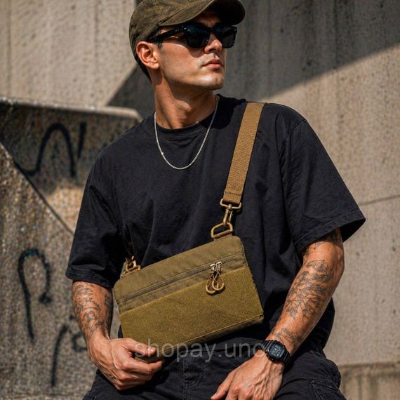Тактична сумка через плече Cordura 1000D койот, 30×18 см, водонепроникна, з патч‑панеллю, 4 кишені | Зображення 7
