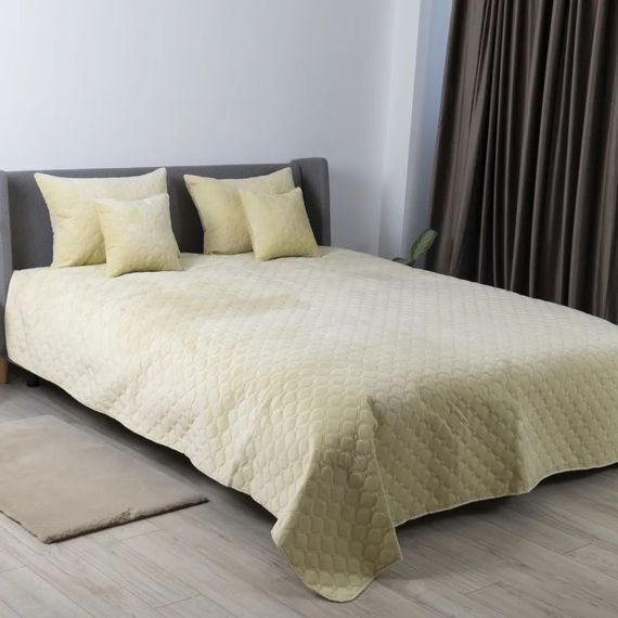Покрывало евро макси ТЕП Velour Ромб круглый 4-00518-22458 180х240 см бежевое | Зображення 1