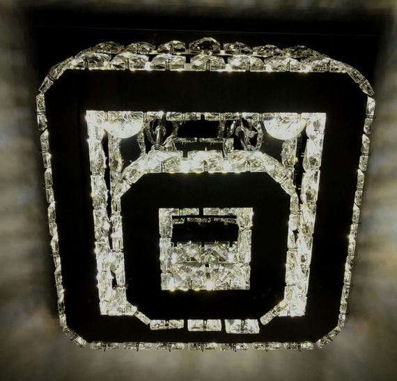 Люстра стельова кришталева LED з пультом 25662 Хром 18х33х33 см. | Зображення 6