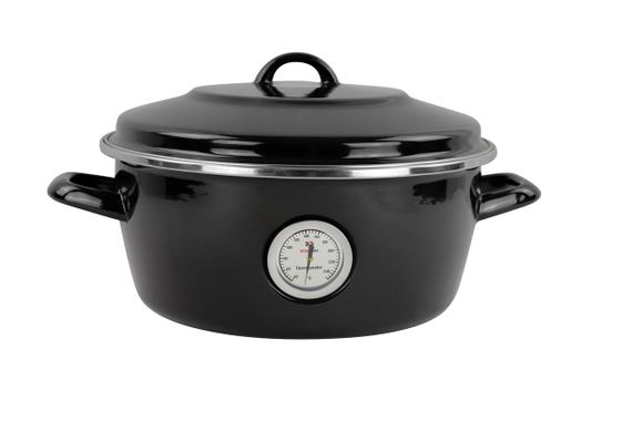 Кастрюля-жаровня Vitrinor Dutch Oven 2111692, 5 л, 26 см, стальная с крышкой и термометром, черная