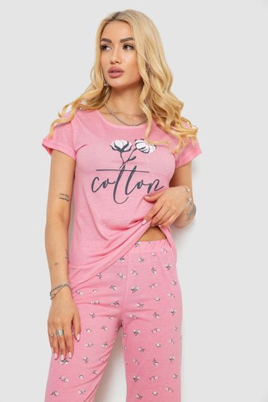 Пижама женская с принтом  -уценка, цвет розовый, 243R7060-U-12 | Зображення 1