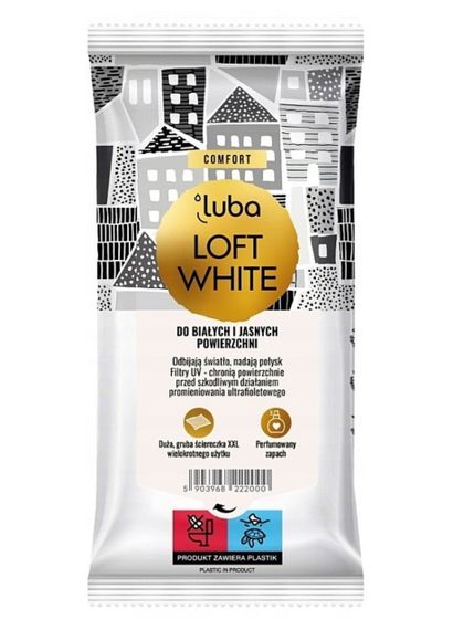 Вологі серветки відновлюючі для світлих поверхонь Luba Loft White 30 шт