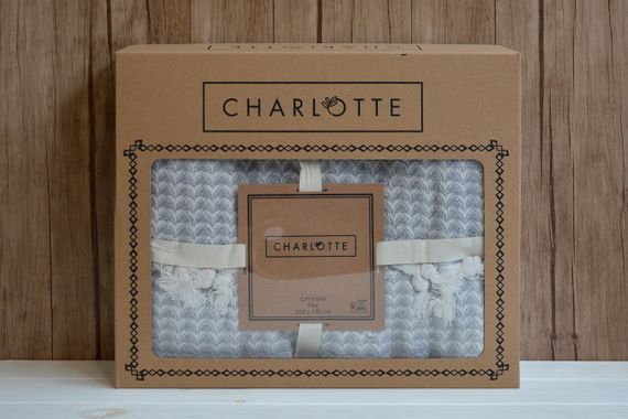 Плед бавовняний Charlotte 200×230 см. Піраміда світло-сірий | Зображення 1