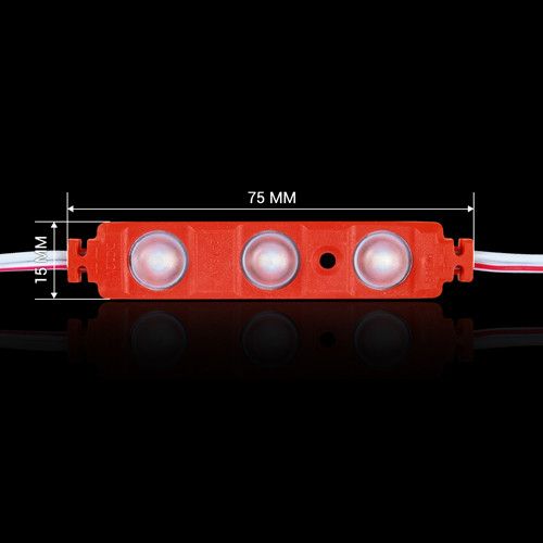Светодиодный модуль BRT XG191 5630-3 led W 1,5W RED, 12В, IP65 красный с линзой полусфера | Зображення 1