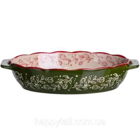 Форма для запекания Vintage 700 мл овальная с ручками Зеленая HM05-01