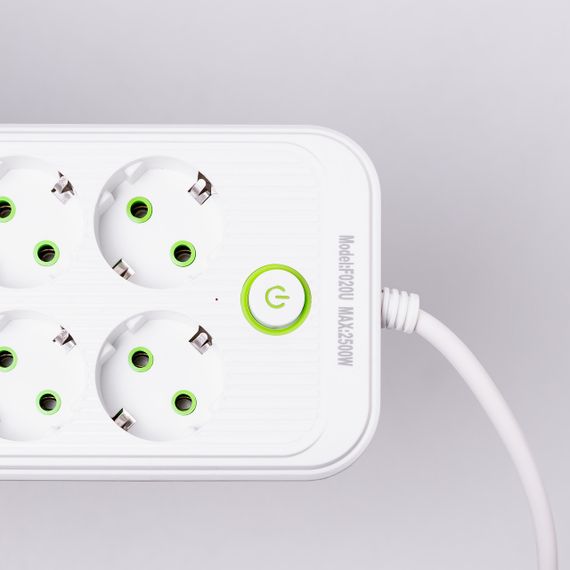 Сетевой фильтр удлинитель на 8 розеток с 3 USB 1 Type-C и кнопкой отключения F20U 2.8 м Белый HP-5-27 | Зображення 5