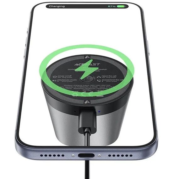 Bluetooth Колонка Acefast K8 + БЗП 15W Black | Зображення 5