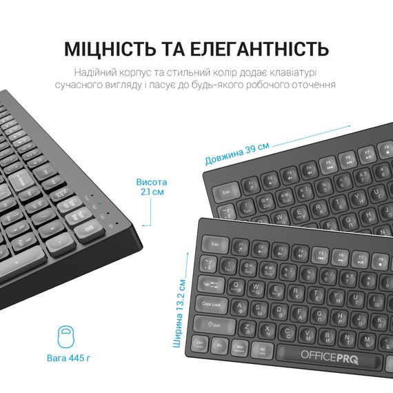 Клавіатура OfficePro SK985B Wireless/Bluetooth Black (SK985B) | Зображення 7
