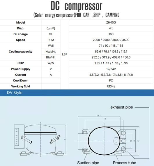 Компрессор для автохолодильника 12/24 Вольт Anuodan ZH45G (R-134a, DC12V, DC24V) | Зображення 5
