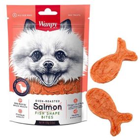Wanpy Salmon Fish Shape Bites ванпи кусочки лосося рыбки лакомство для собак 0.1кг