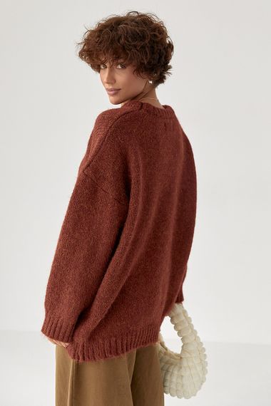 Вільна мохерова кофта - теракотовий цвет, ONE SIZE (є розміри) | Зображення 1