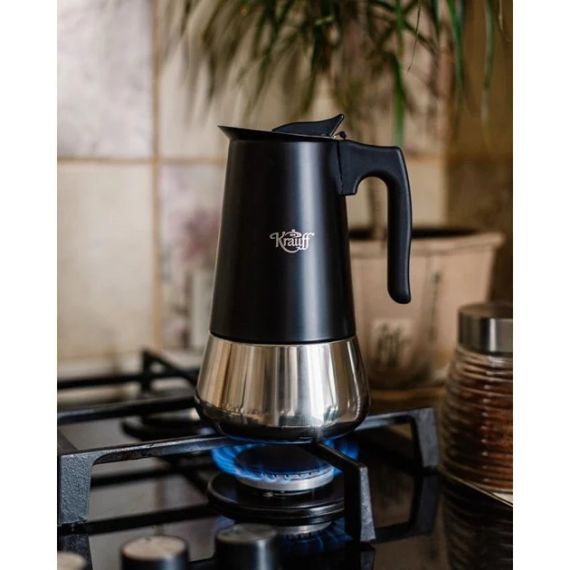 Кофеварка гейзерная из нержавеющей стали Krauff Spritzer 26-203-072, 450 мл (на 9 чашек), для дома и офиса | Зображення 2