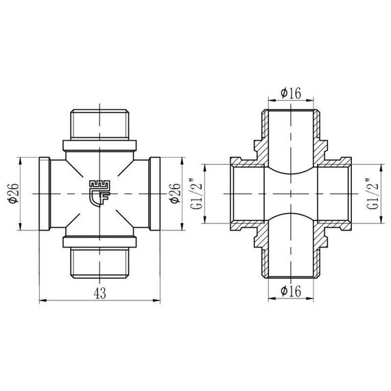Крестовина Thermo Alliance Forte 1/2" ВН SF35515 | Зображення 1