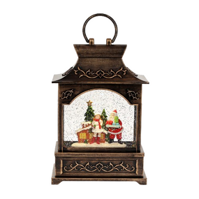 Декоративний ліхтар LED Санта з подарунками з глітером що летить 25см БОНА ДИ