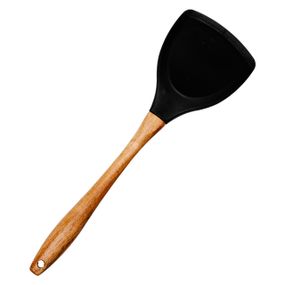 Лопатка силіконова кухонна для сковороди 33.5 (см) лопатка з силікону для кухні з дерев'яною ручкою HP-8-55
