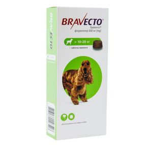Таблетки от блох и клещей Bravecto (Бравекто) для собак весом от 10 до 20 кг