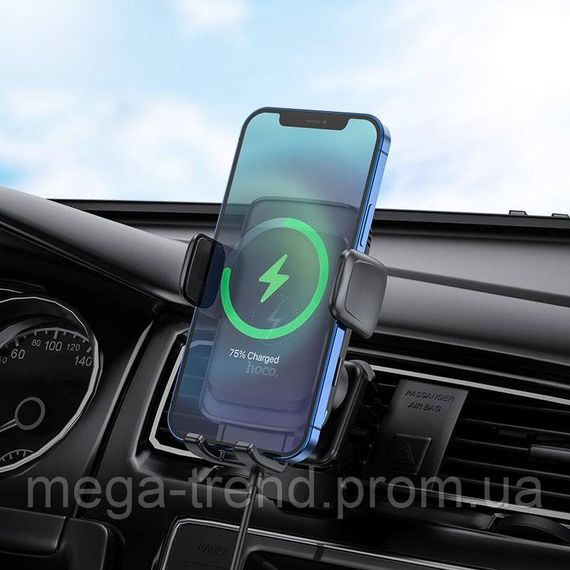 Тримач HOCO 2 in 1 Air outlet / Dashboard Smart alignment wireless charging Car holder S35 |5-15W Max| | Зображення 4