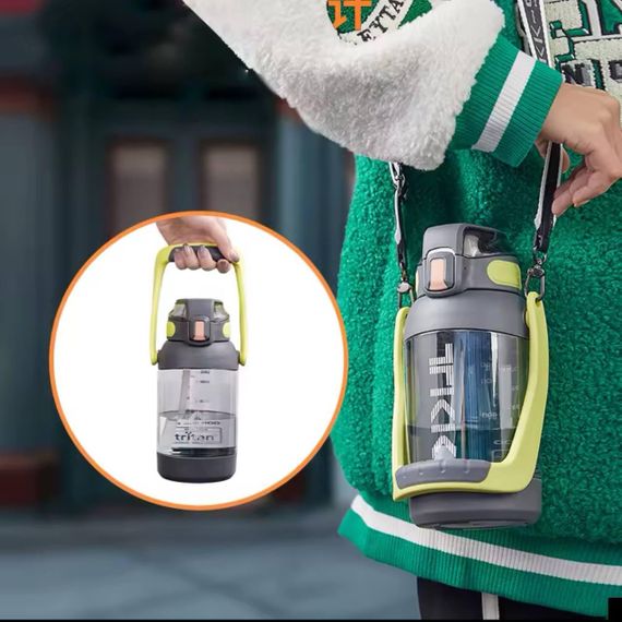 Пляшка TKK 1400 мл — Чорна Tritan BPA-free, ударостійка, спортивна з подвійною системою перенесення | Зображення 2