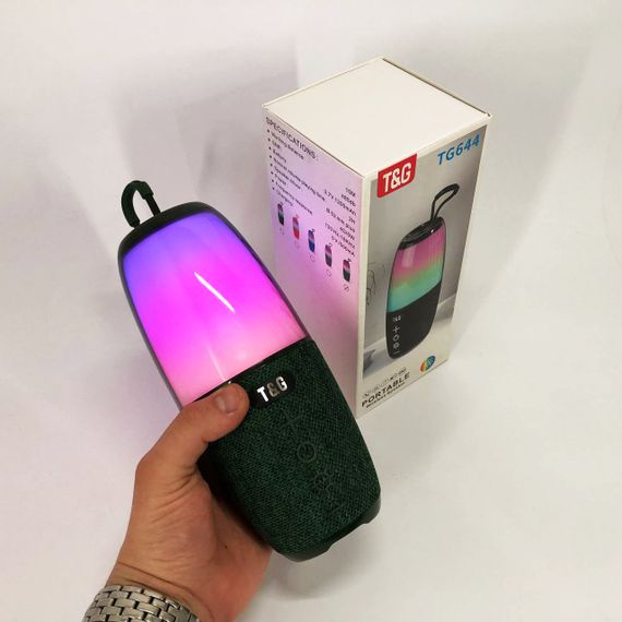 Портативна колонка TG644 5W з RGB підсвічуванням та ремінцем, Бездротова колонка потужна. Колір: зелений | Зображення 2