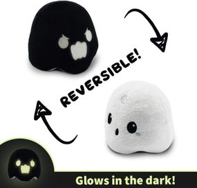 Двусторонняя мягкая игрушка TeeTurtle черное и белое Привидение, светящееся в темноте