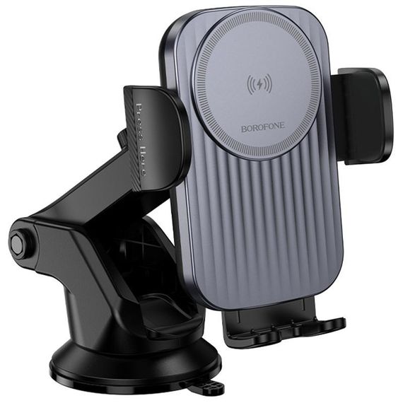 Автотримач з БЗП Borofone BH222 Leading 15W (center console) Black / Metal gray | Зображення 3