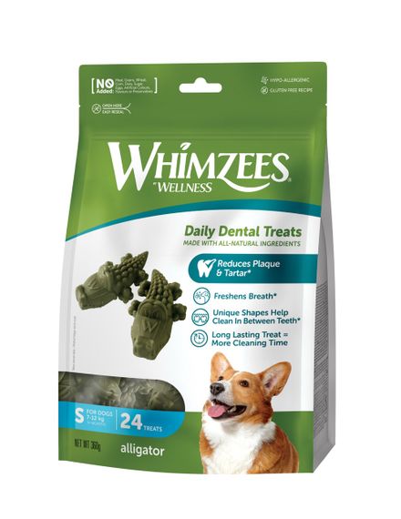 Ласощі для чищення зубів у собак малих порід Whimzees Alligator, 24 шт