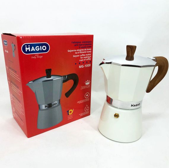Гейзерная кофеварка из нержавейки Magio MG-1008, Гейзерная кофеварка для плиты, Гейзерная турка JO-752 для кофе | Зображення 3